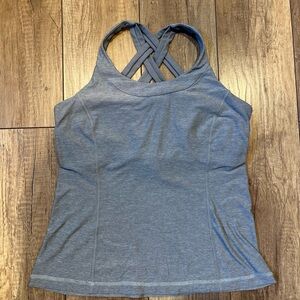 lululemon athletica Gray Crisscross Tank Top with Built-in Bra